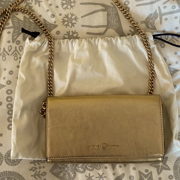 J. Crew Handbags - J. CREW Gold Leather Clutch/Crossbody